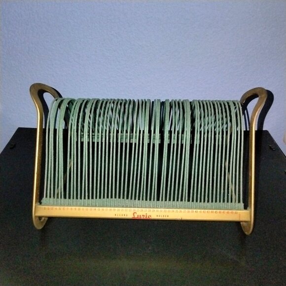 Luric Steel Record Holder, Green Wire Rack, Vintage 1940s, Very Rare - Picture 1 of 8